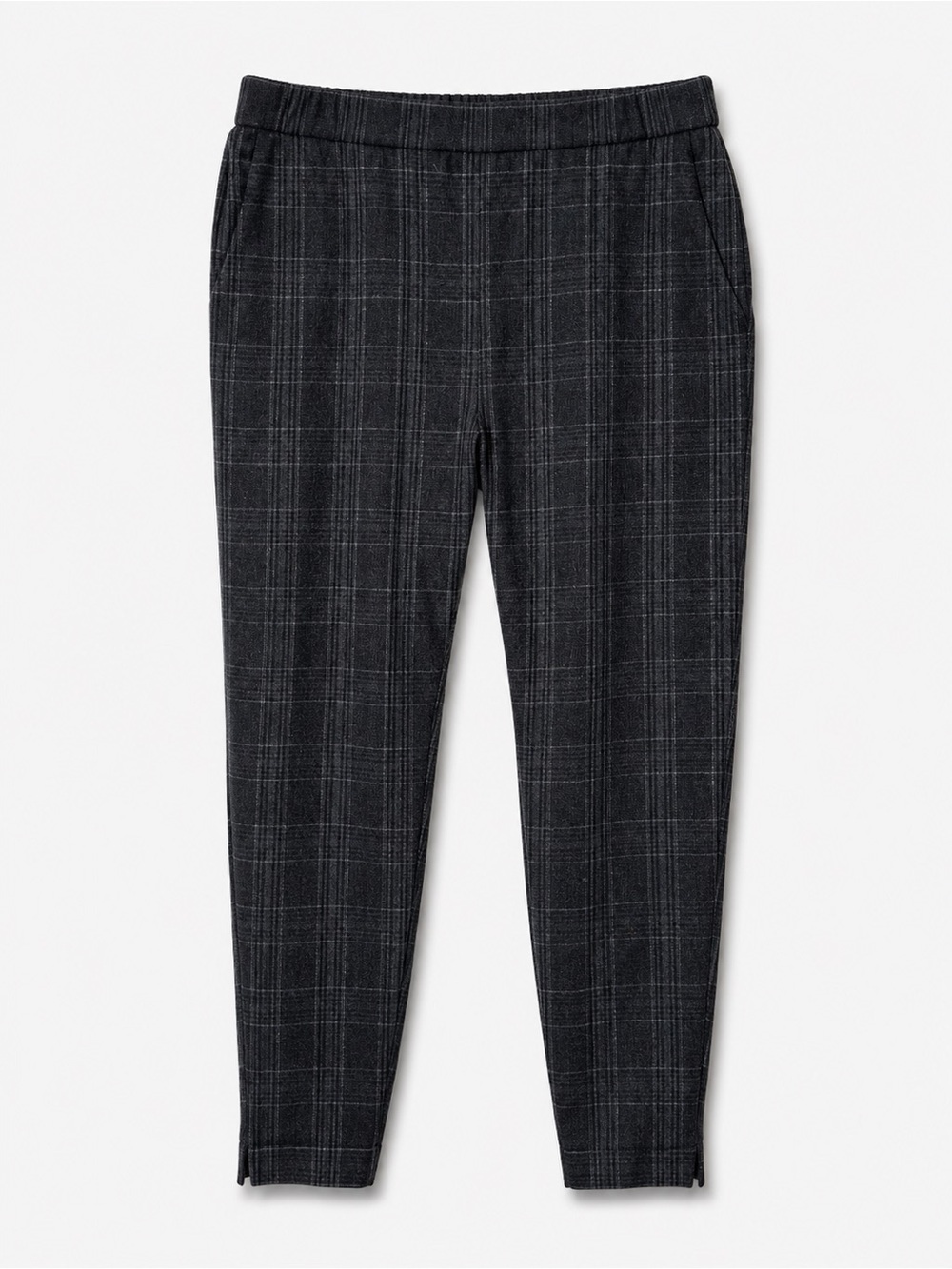 Eileen Fisher Womens Charcoal Grey Windowpane Plaid Ankle Pants Tapered Size M